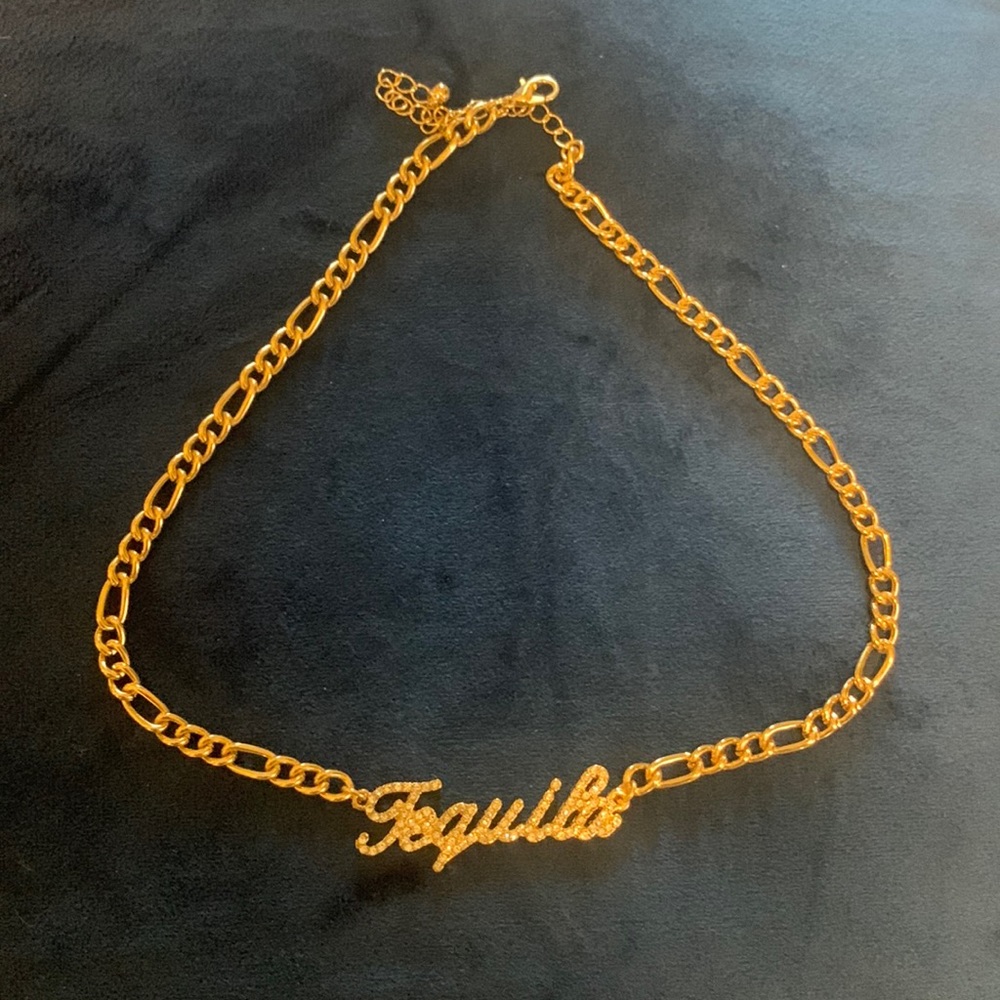 Tequila chain link necklace with diamonds!